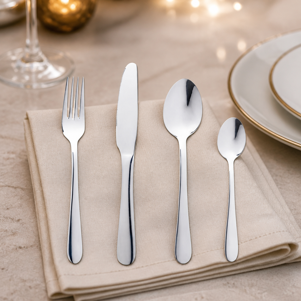 Commercial 48-piece stainless steel cutlery set for dining