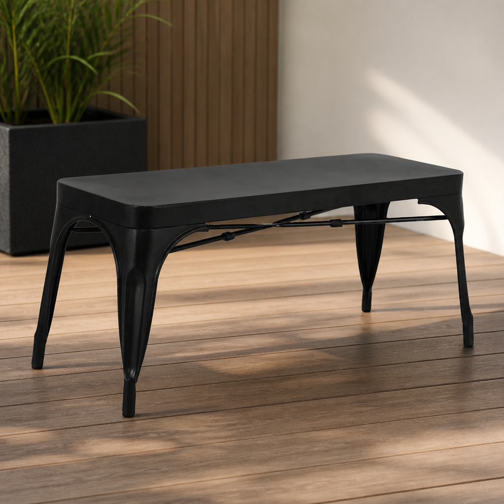 Commercial Metal Benches Black 1000mm - 2 Pack