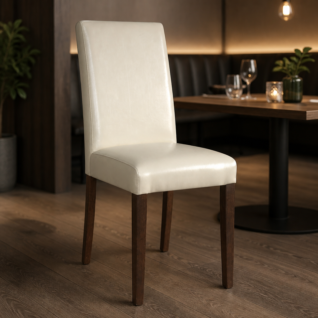 Commercial Faux Leather Dining Chairs Cream - 2 Pack