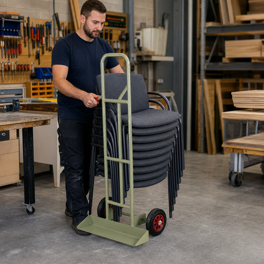 Chair Transport Trolley with Bar Handle and Industrial Tyres