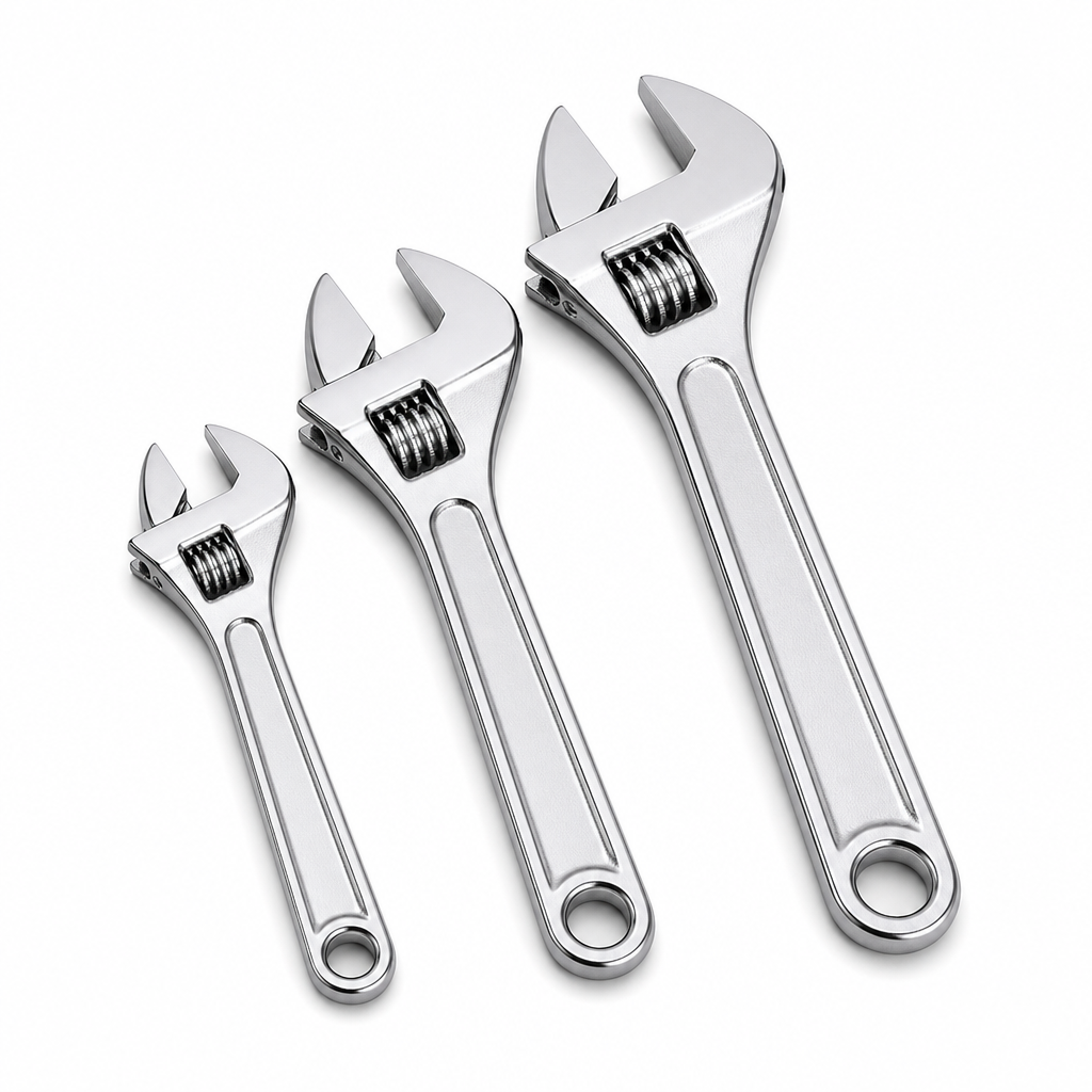 Chrome Plated Adjustable Wrench Set