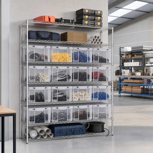 Chrome Shelving Bay with 35L Storage Boxes