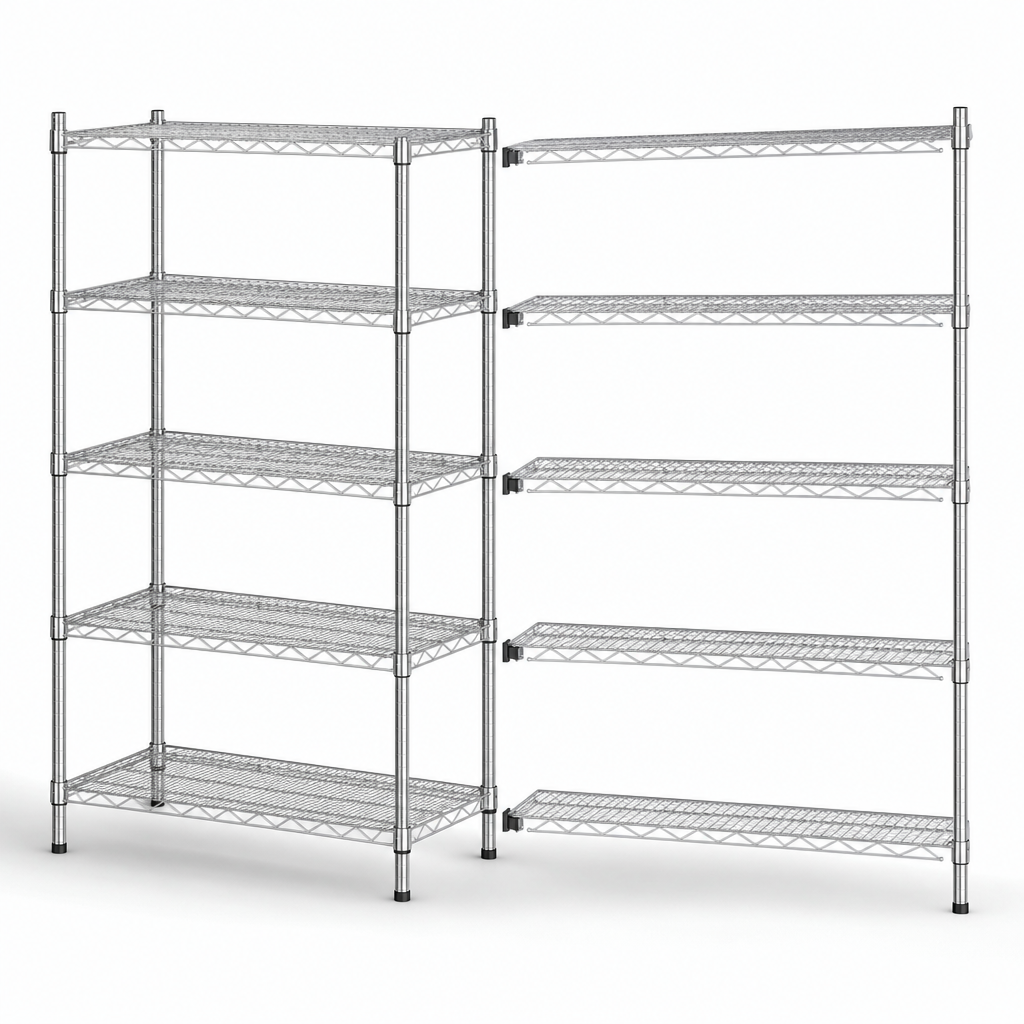 Chrome Wire Shelving with Starter and Add-On Bays