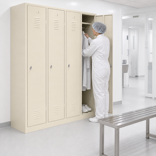 Clean Industry One-Piece Lockers on Plinth Base