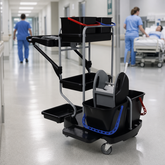 Cleaning Trolley Janitor Cart with Bag Holder and Buckets
