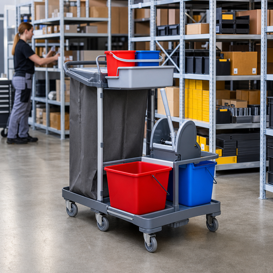 Cleaning Trolley Janitor Cart with Bag Holder and Buckets