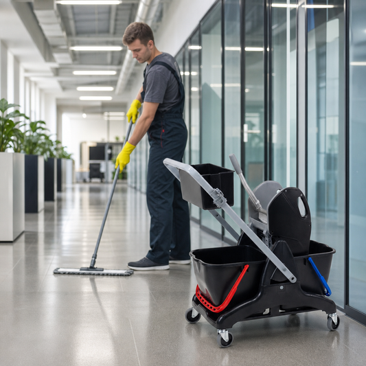 Cleaning Trolley with Press and Twin 15L Buckets