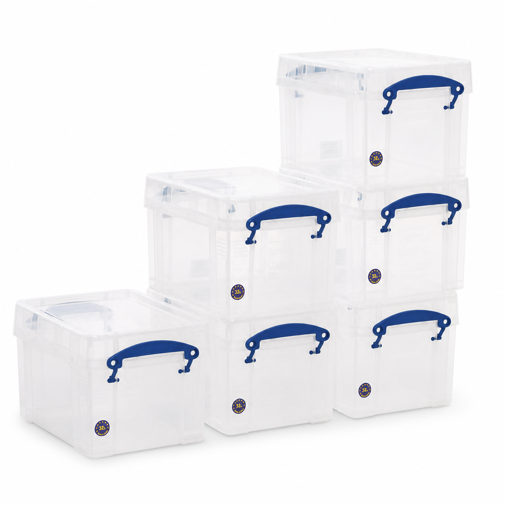 Clear 3 Litre Clip Lock Storage Boxes Pack of 6