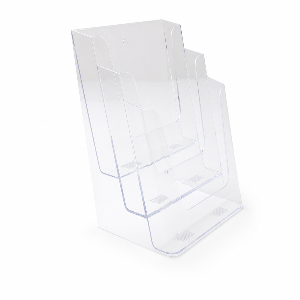 Clear A4 Multi-Compartment Counter Leaflet Holder