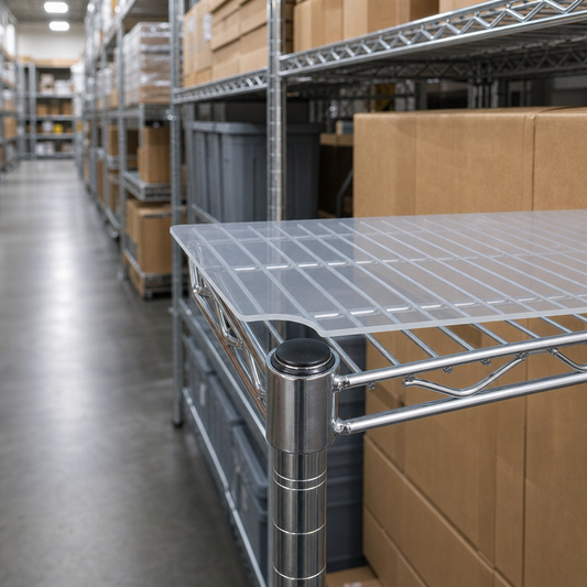 Clear Acrylic Shelf Covers for Wire Shelving – 915mm Wide (Pack of 2)