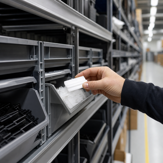 Clear Plastic Bin Stops for Component Storage Bins