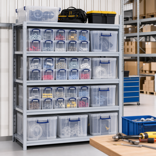 Clear Plastic Storage Box Set 84L With 26 Small 1.6L Boxes