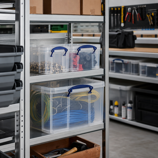 Clear Plastic Storage Box Set with Lids, 19L and 3L