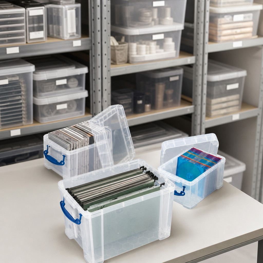 Clear Plastic Storage Box Set with Lids, 19L and 3L