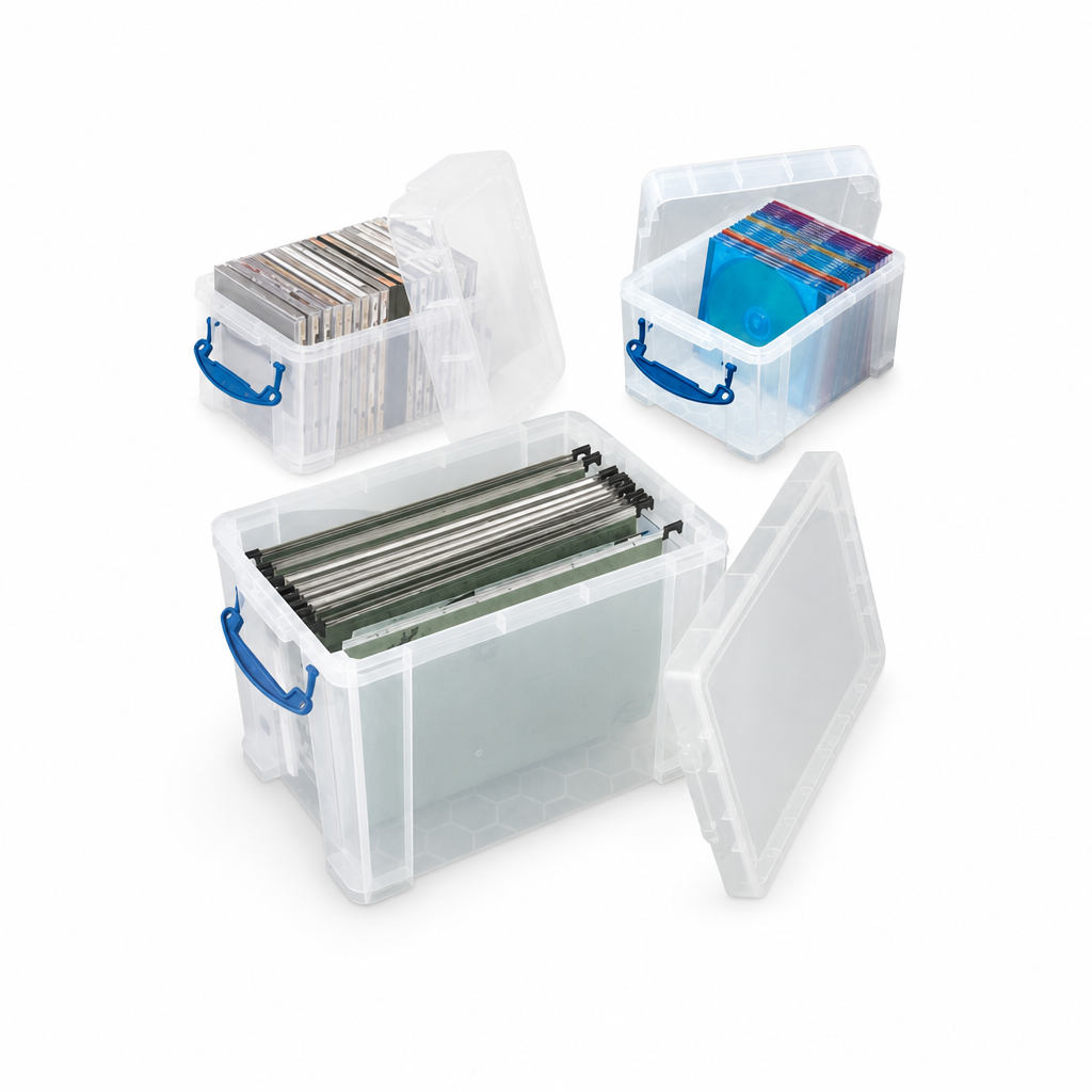Clear Plastic Storage Box Set with Lids, 19L and 3L