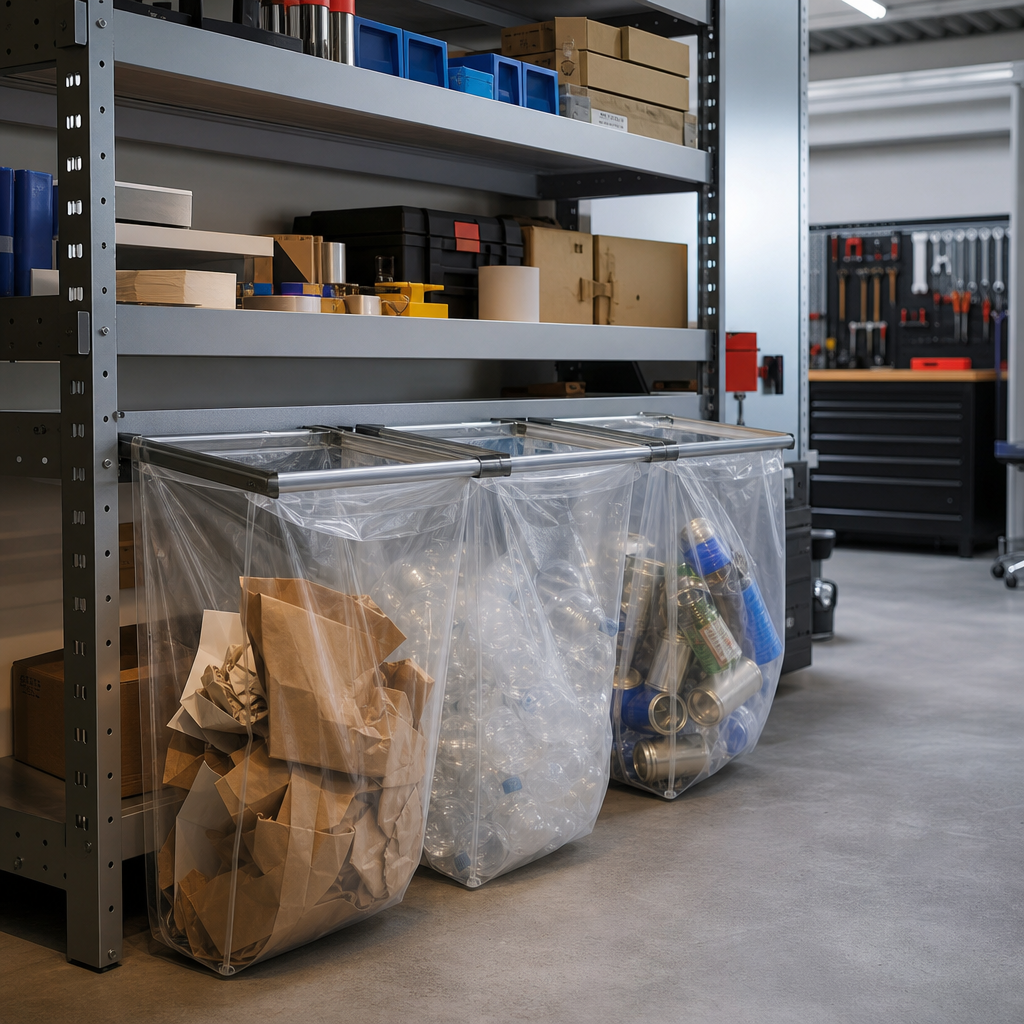 Clear Warehouse Racking Recycling Bags for Waste Segregation
