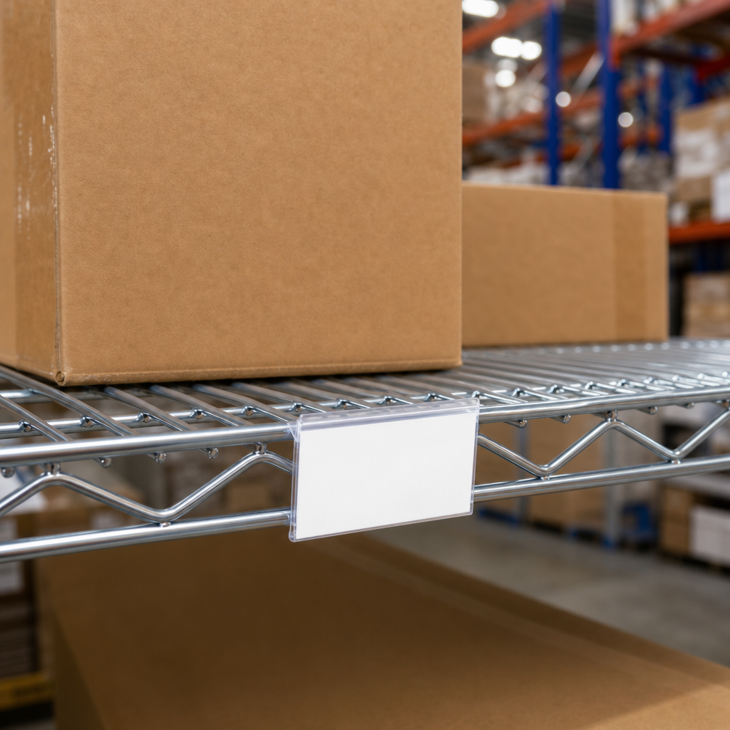 Clip-On Display Labels for Wire Shelving Bays (Pack of 12)