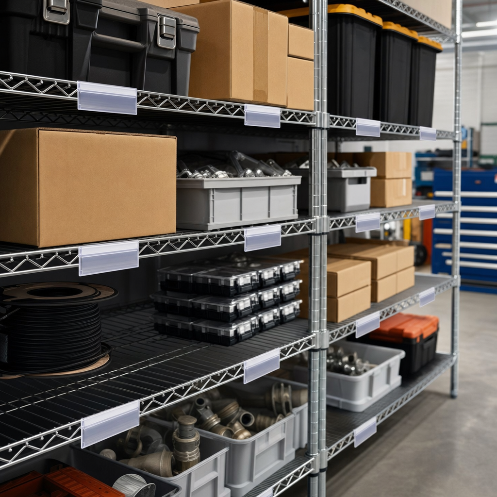 Clip-On Display Labels for Wire Shelving Bays (Pack of 12)