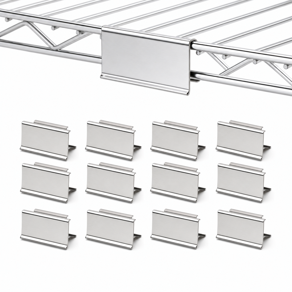 Clip-On Display Labels for Wire Shelving Bays (Pack of 12)