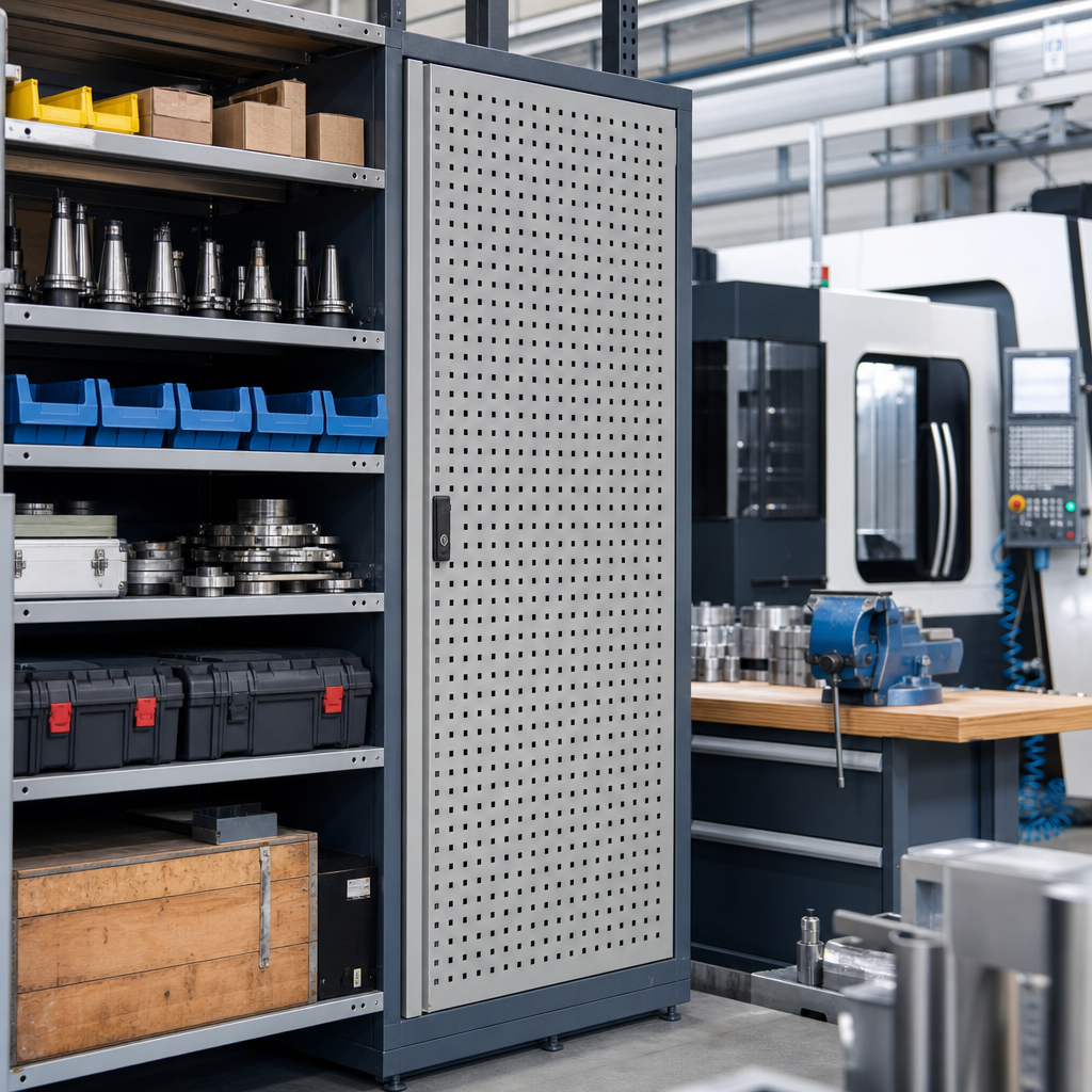 CNC Tool Storage Cabinet with Perforated Door 800x525mm