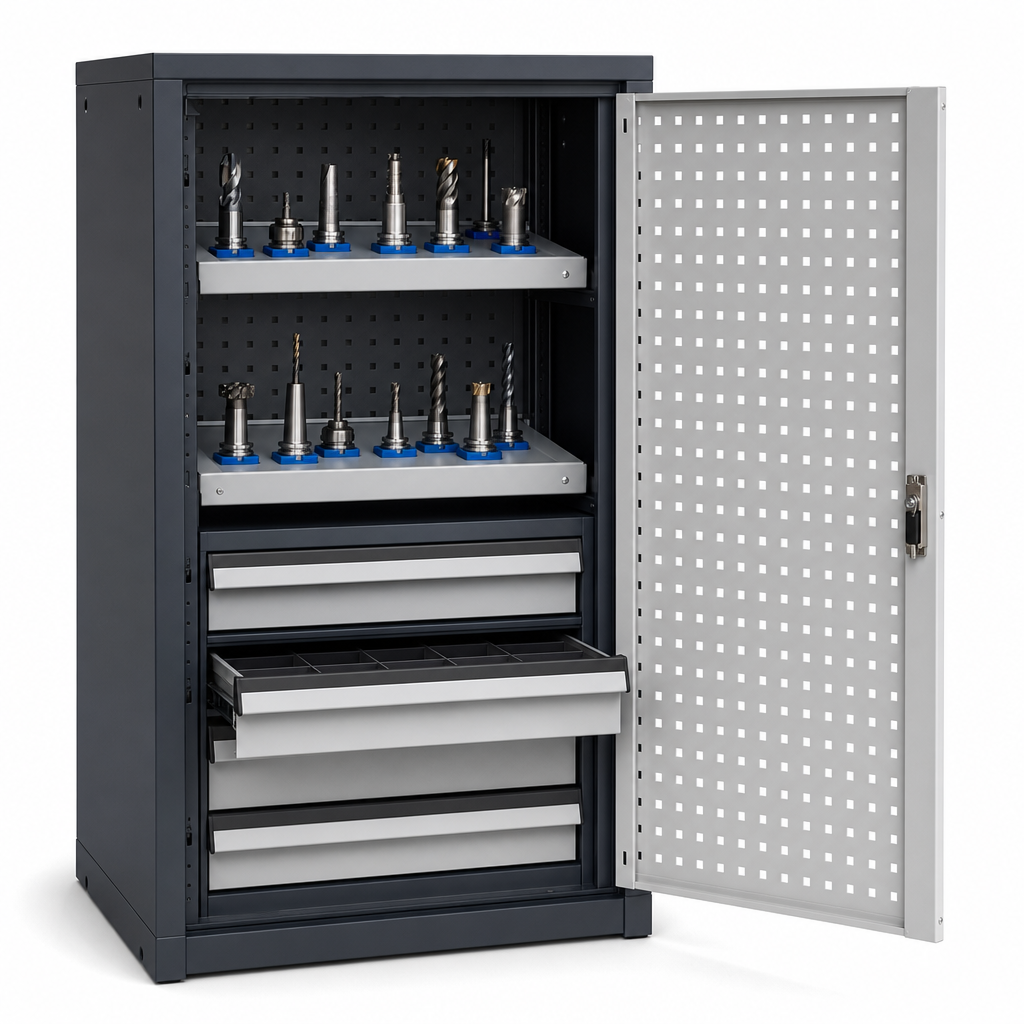 CNC Tool Storage Cabinet with Perforated Door 800x525mm