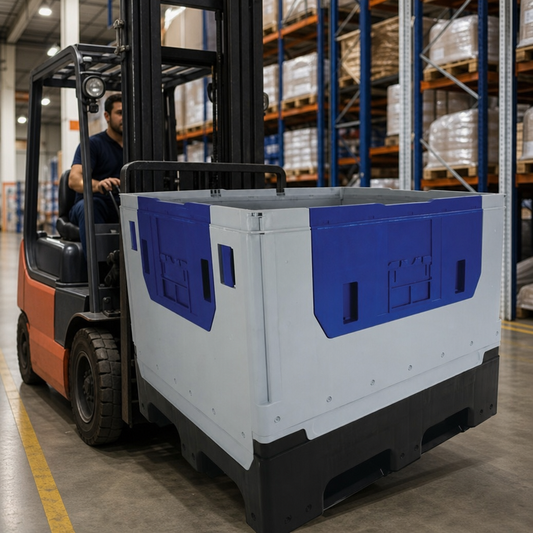 Collapsible Plastic Box Pallet with Forklift Skids