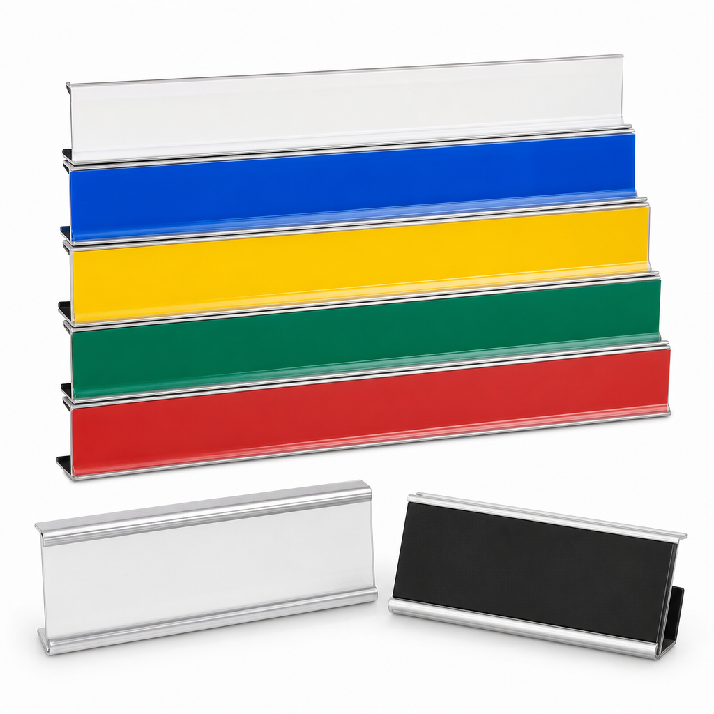Coloured Adhesive and Magnetic Shelf Label Holders