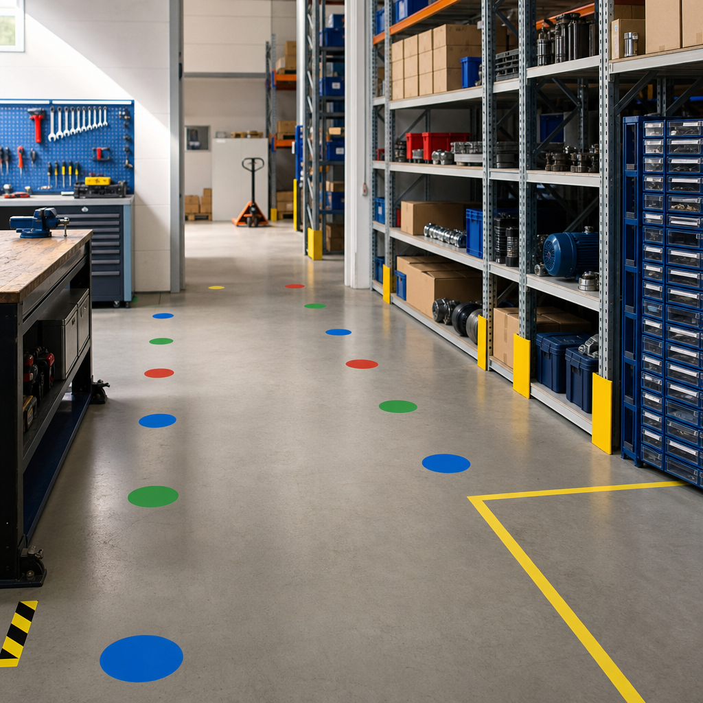 Coloured Warehouse Floor Signal Markers