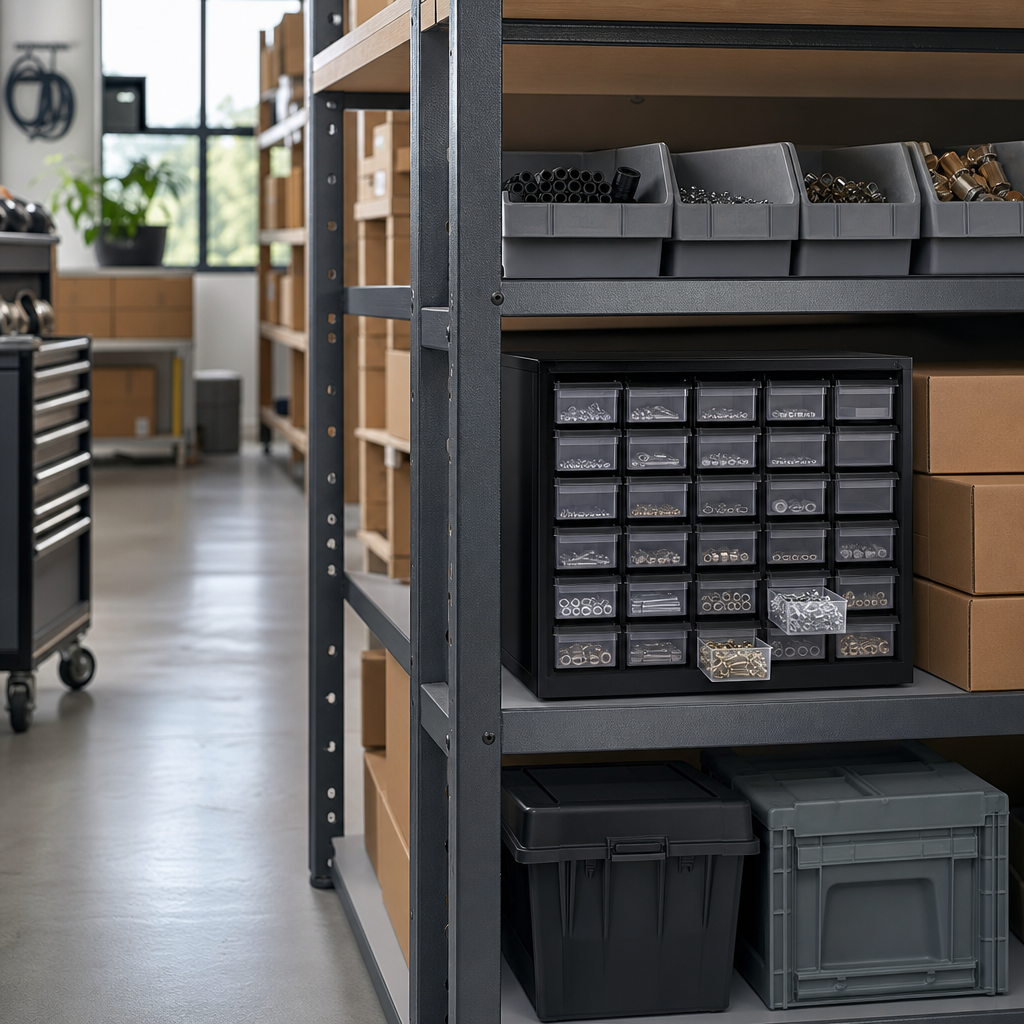 Compact Black PVC Drawer Unit for Small Parts Storage
