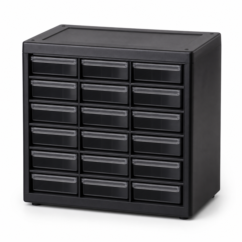 Compact Black PVC Drawer Unit for Small Parts Storage