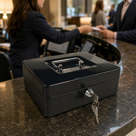 Compact Lockable Cash Box with 3 Compartments