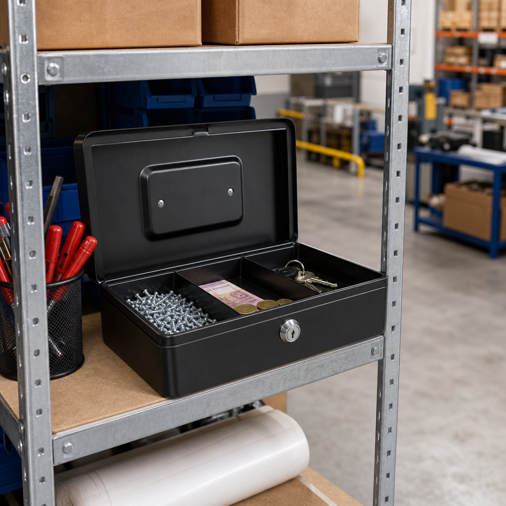 Compact Lockable Cash Box with 3 Compartments