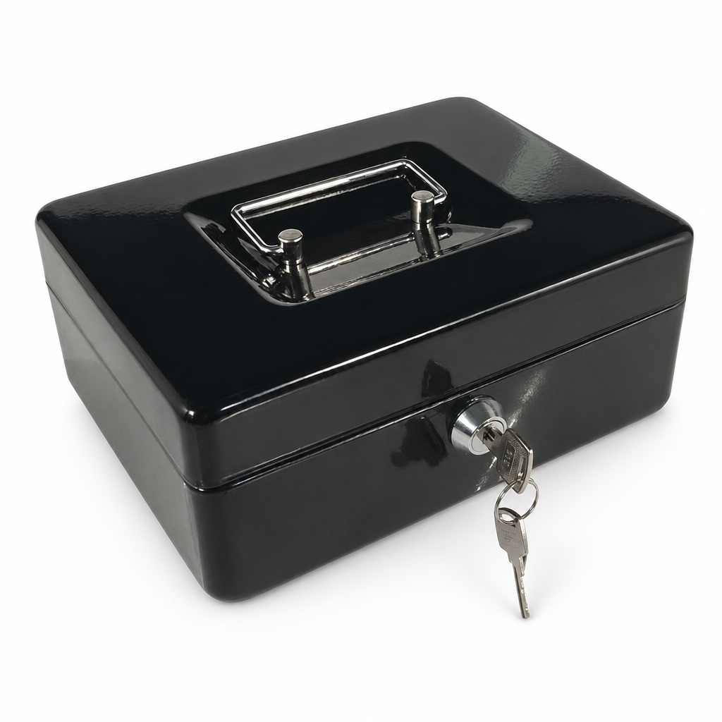 Compact Lockable Cash Box with 3 Compartments