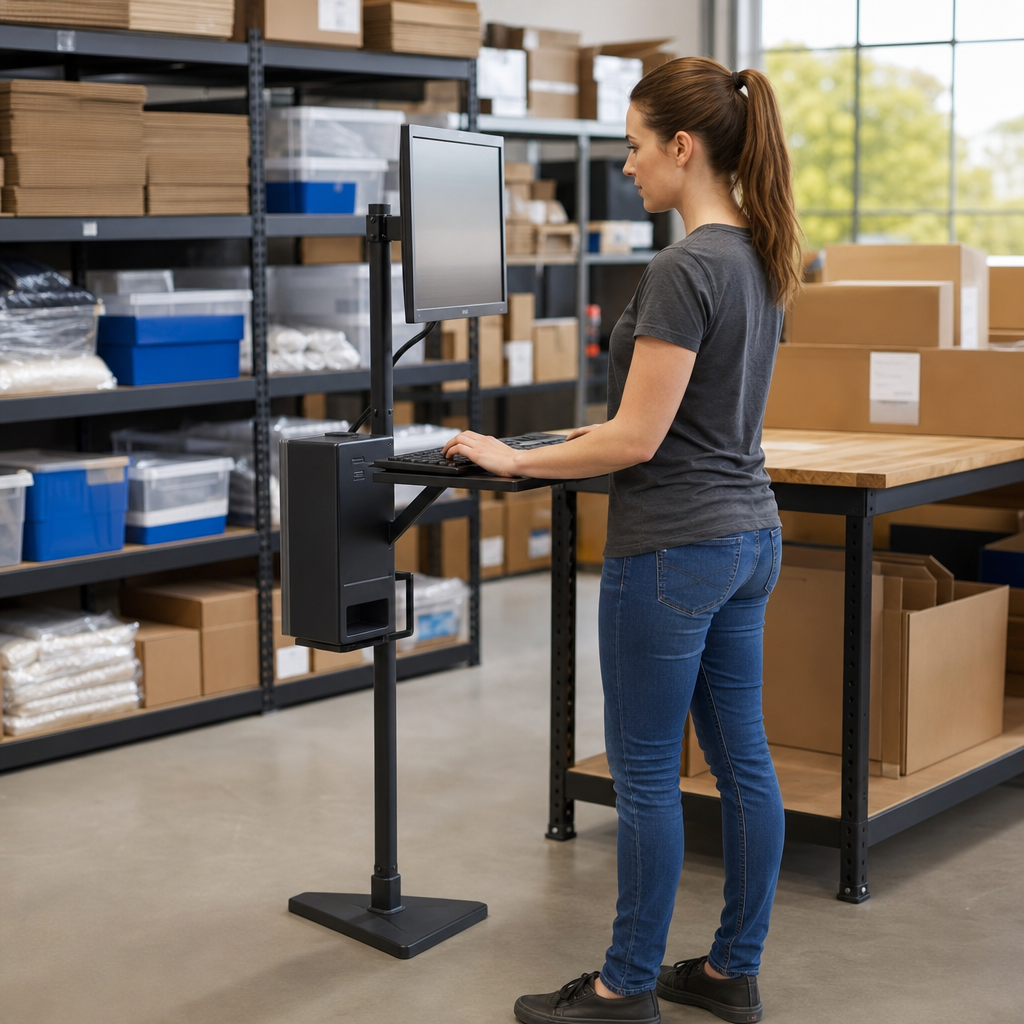 Compact Modular PC Stand for Packing Stations