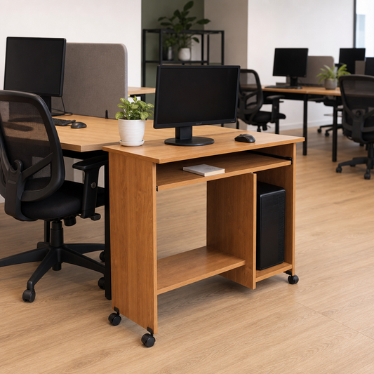 Compact Self-Assembly Computer Table with I-Shaped Base