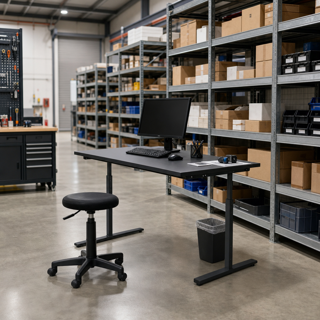 Compact Self-Assembly Computer Table with I-Shaped Base