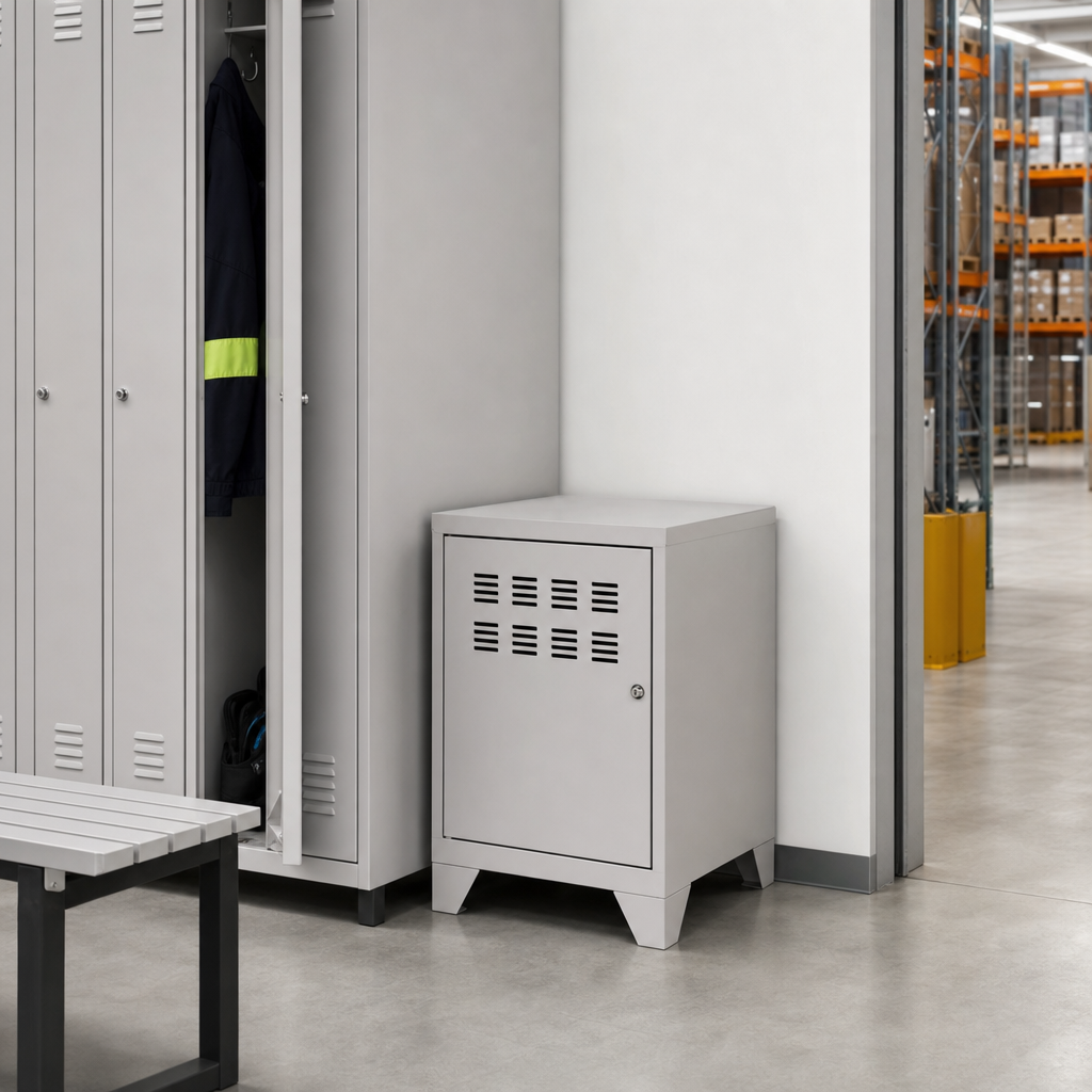 Compact Steel Storage Locker with Hinged Door