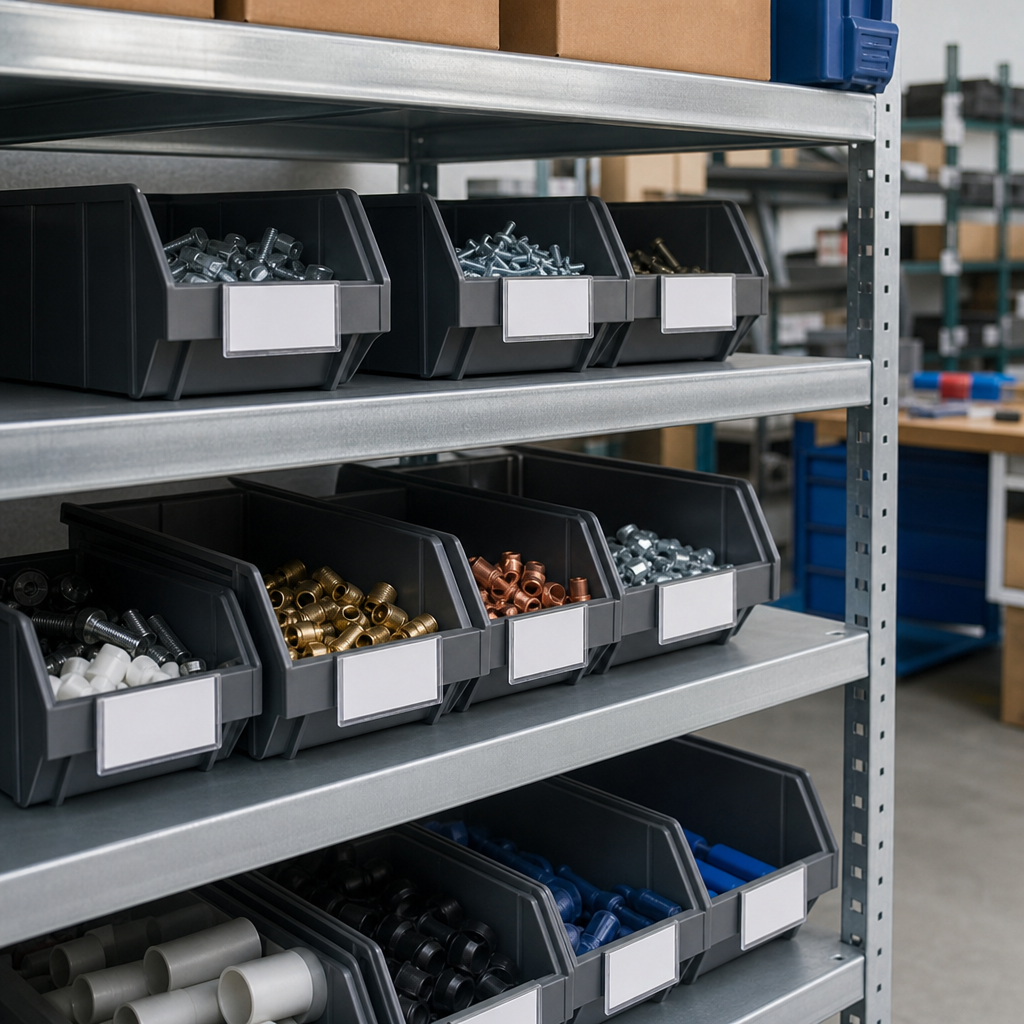 Component Bin Label Holders with Card Labels