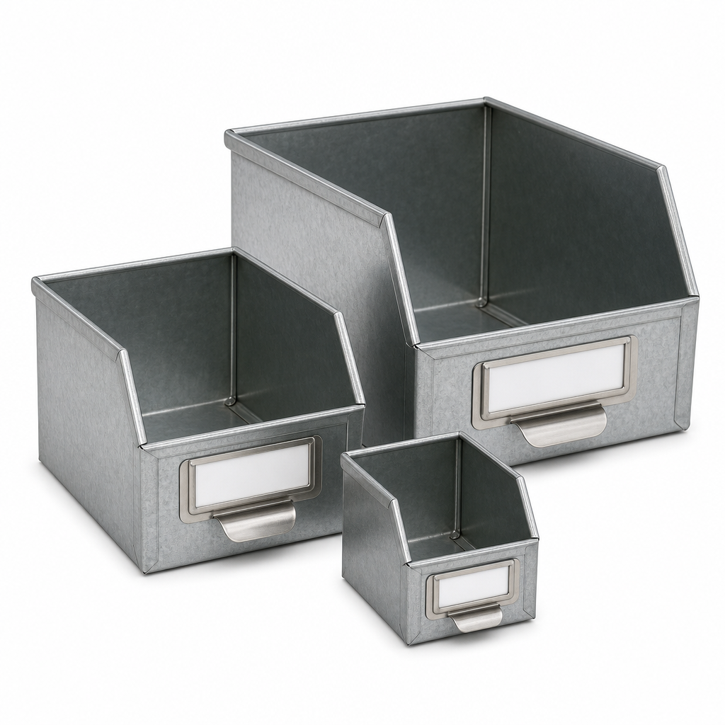 Component Bin Label Holders with Card Labels
