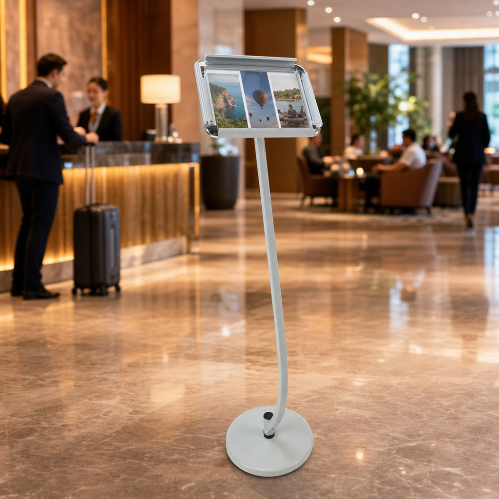 Curved Floor-Standing Leaflet and Brochure Display Stand