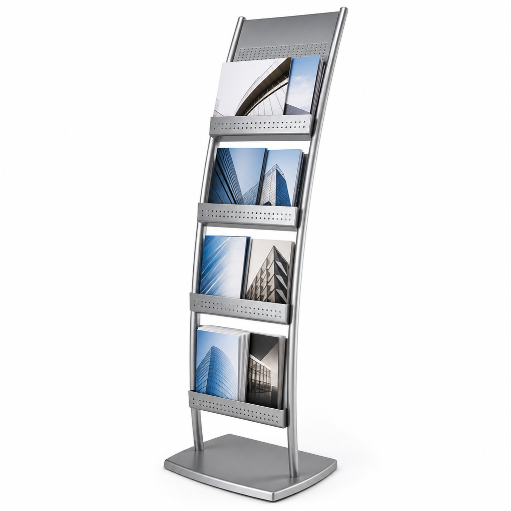 Curved Floor-Standing Leaflet and Brochure Display Stand
