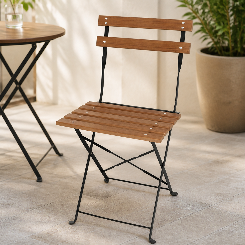 Commercial Folding Bistro Chairs 2 Pack Faux Wood Style