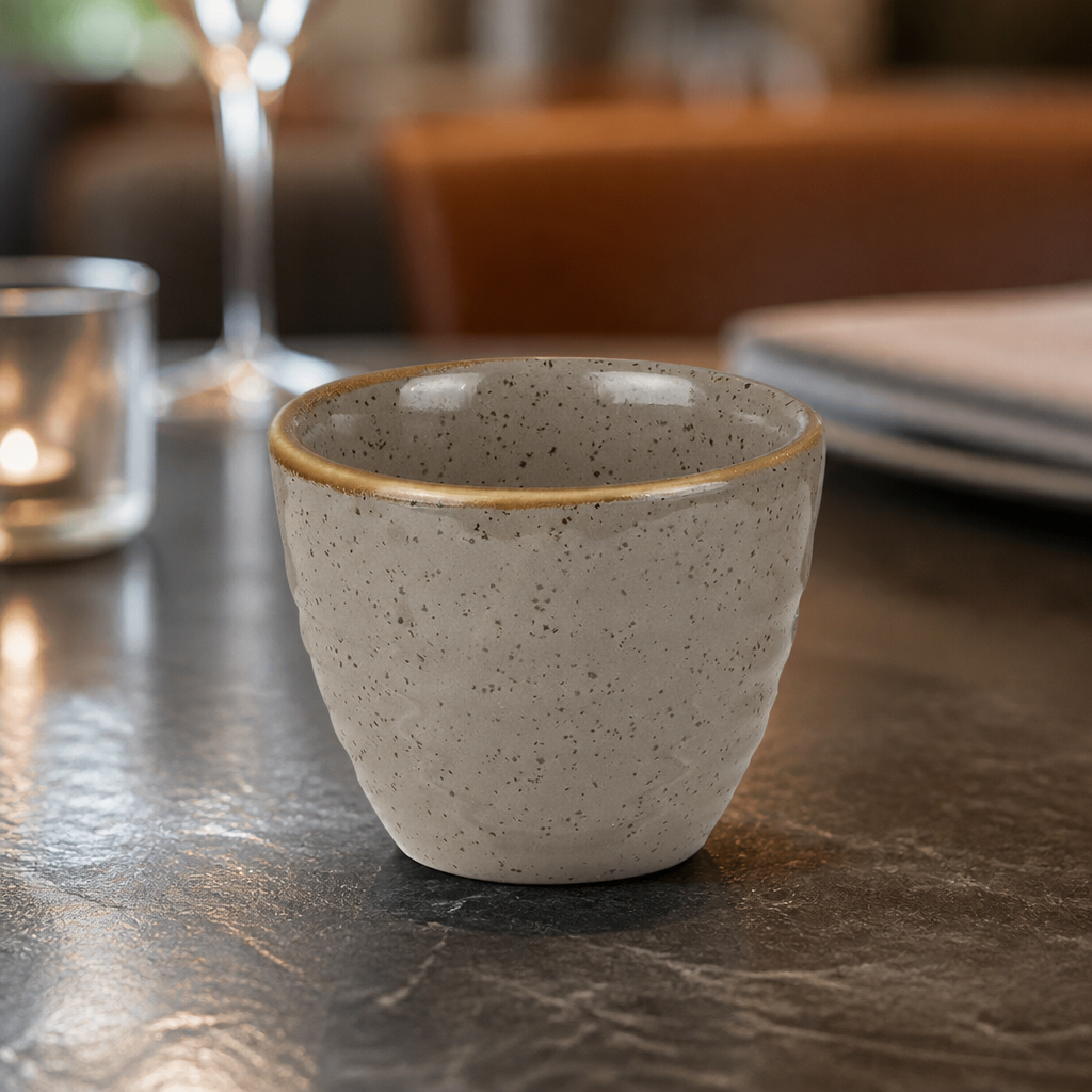 Set of 12 Grey Ripple Ceramic Dip Pots 57ml