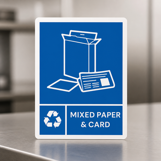 Mixed Paper & Card Recycling Label for Slim Bins