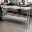 1800mm Commercial Stainless Steel Prep Table with Adjustable Shelf