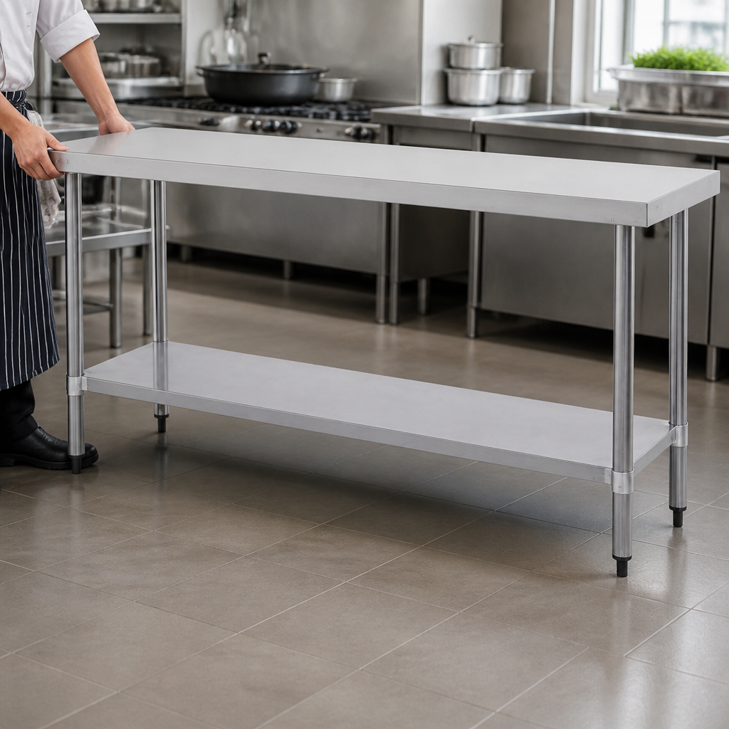 1800mm Commercial Stainless Steel Prep Table with Adjustable Shelf