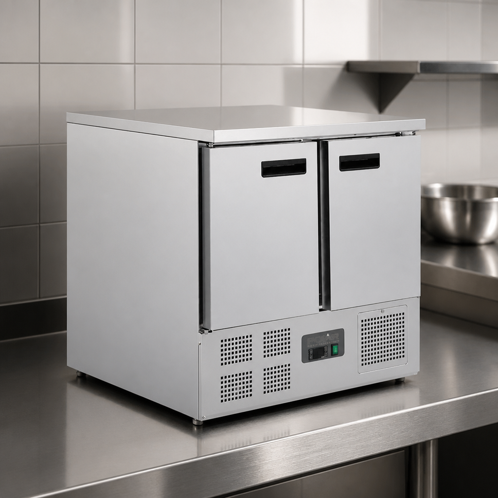 Commercial Double Door Counter Fridge 240Ltr Capacity