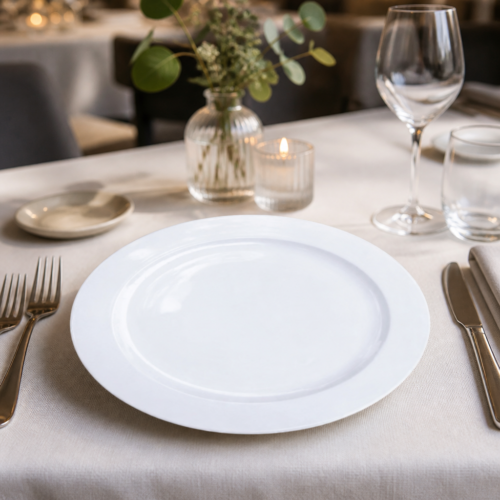 Commercial porcelain plates 330mm, 6 pack catering supplies