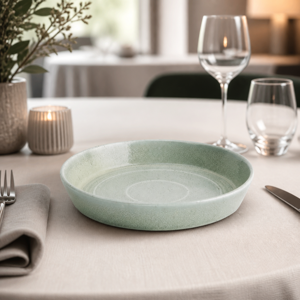 Commercial Pasta Bowls 220mm Mint Green Flat Round 4 Pack