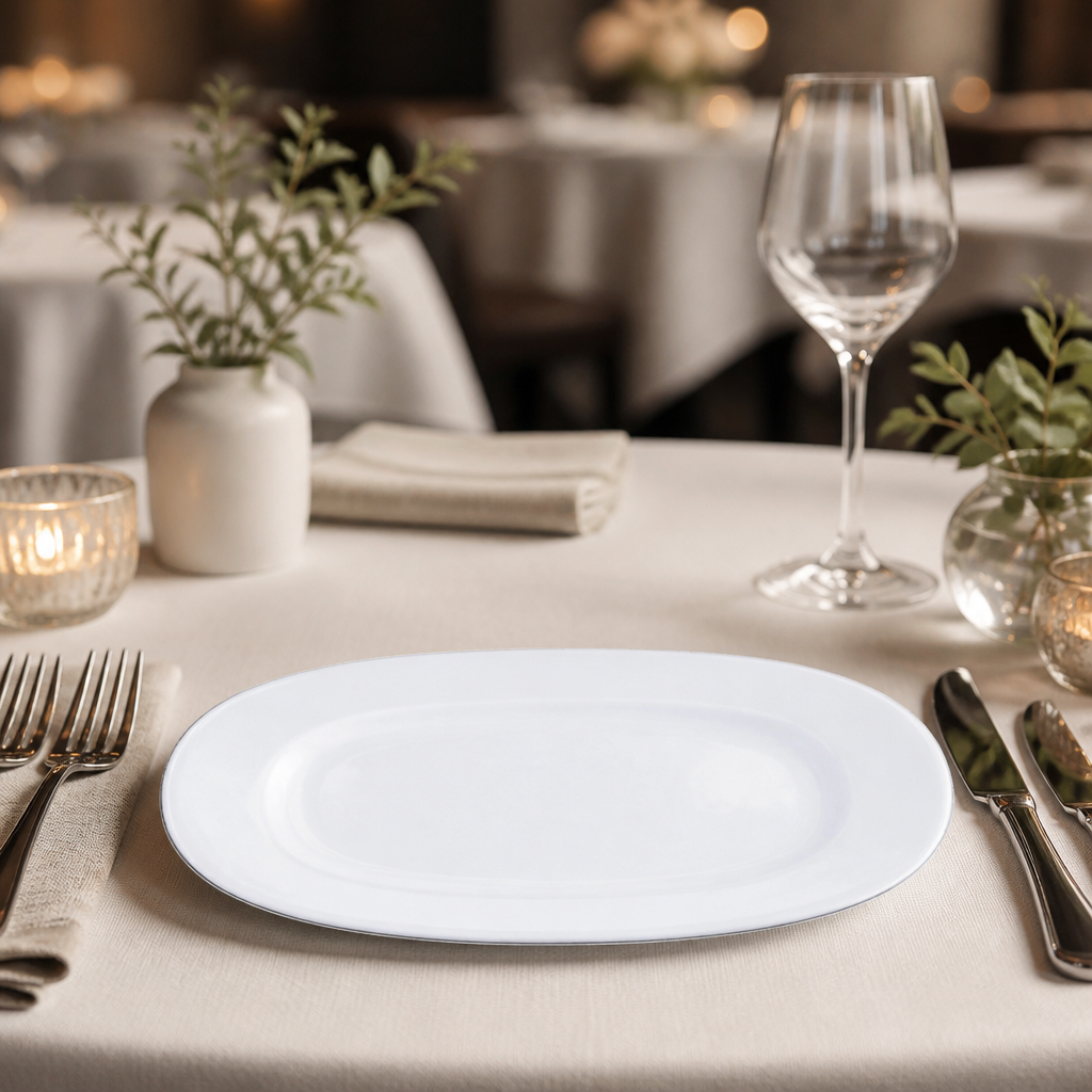 Commercial Rimmed Oval Dishes 330mm Fine China 6 Pack